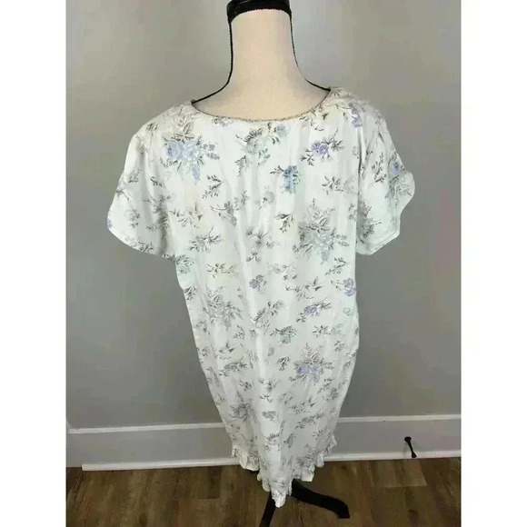 Vtg Laura Ashley Babydoll Ruffle Nightgown Floral Short Sleeve 100% Cotton L - Picture 7 of 15